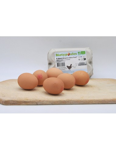 Boîte de 6 oeufs Bio extra-frais - biotypoules - dici&daqui